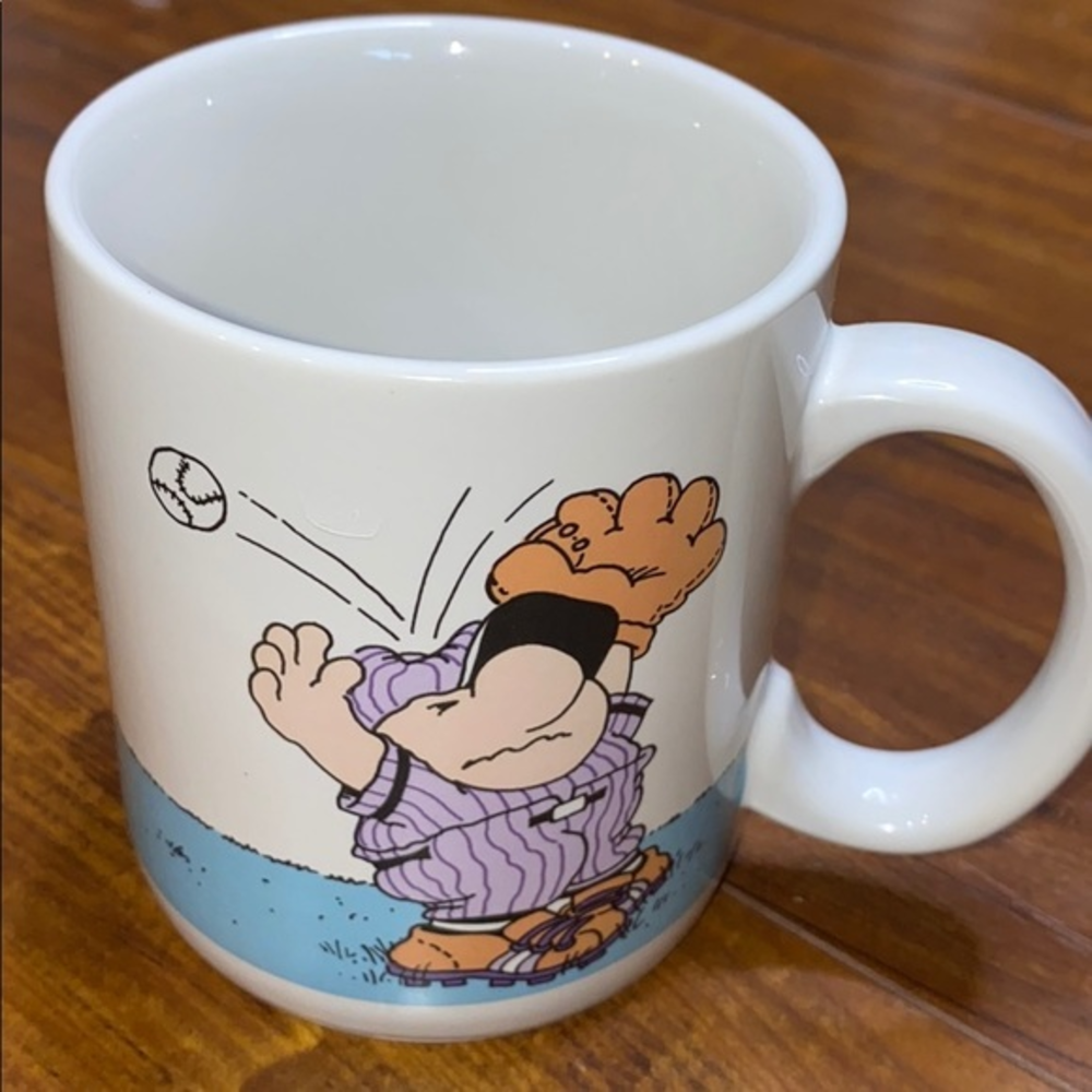 Vintage 1989 Ziggy Heavy Hitter Baseball Coffee Mug Tom Wilson Korea
